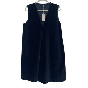 COS Navy Blue Velvet V-Neck Sleeveless Shift Dress Minimalist Size 44 / UK 14
